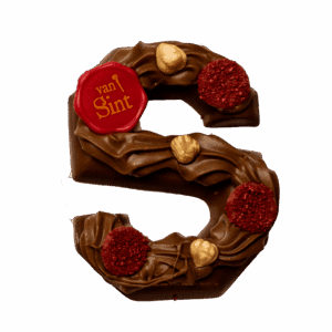 Blokletter opgespoten praliné klein melk, wit of puur