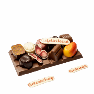 Opgemaakte plak met chocolade & bonbons